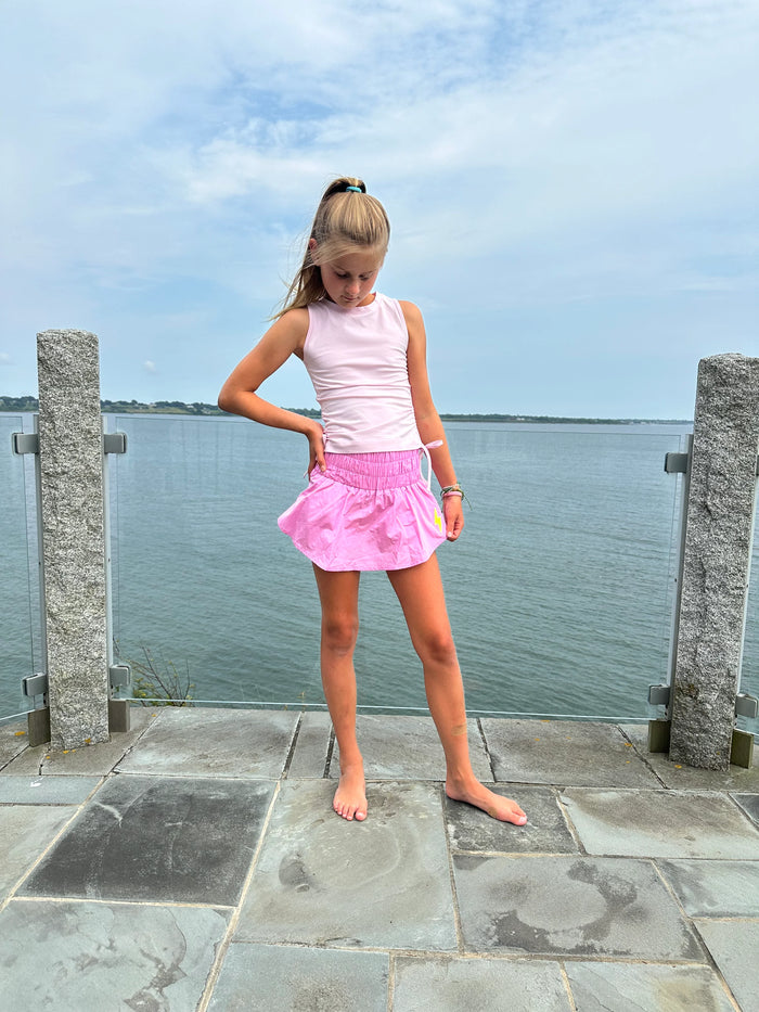 LITTLE OLIN PINK GATHERED MINI SKORT