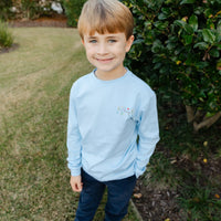 J. BAILEY LOGO TEE CHRISTMAS LABS ON LIGHT BLUE