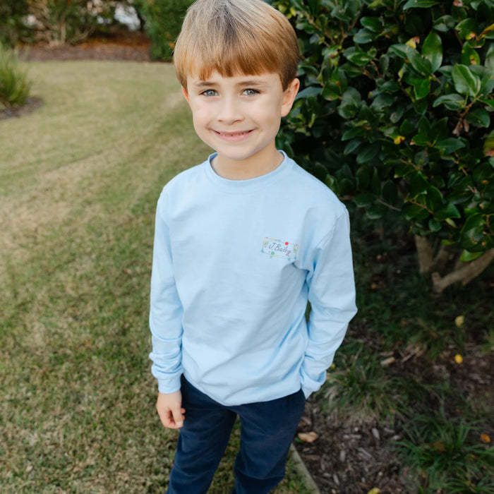 J. BAILEY LOGO TEE CHRISTMAS LABS ON LIGHT BLUE