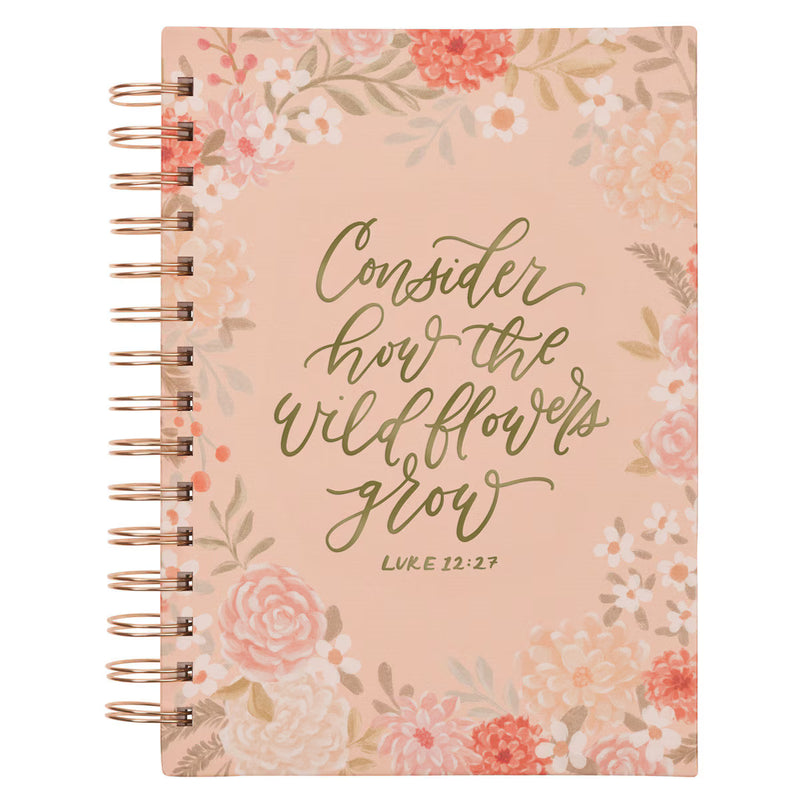 CONSIDER THE WILDFLOWERS PEACH FLORAL JOURNAL