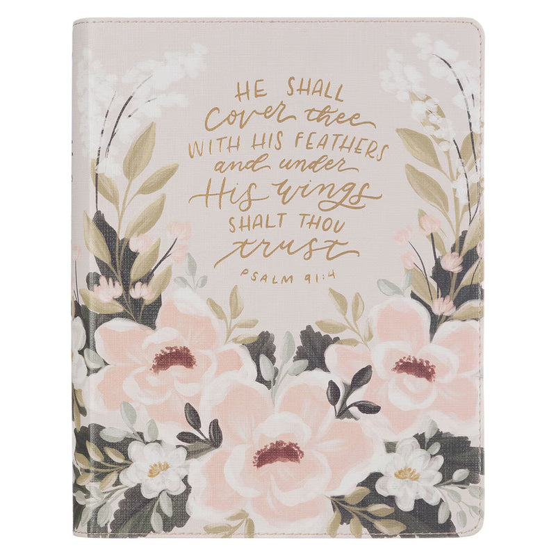 CHRISTIAN ART GIFTS CREAM FLORAL FAUX LEATHER KJV NOTE TAKING BIBLE