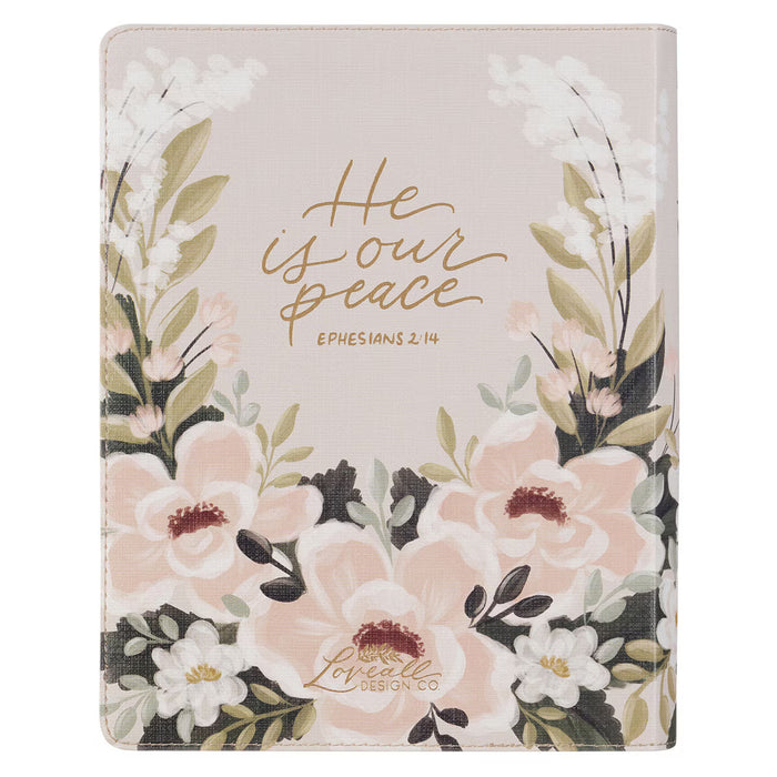 CHRISTIAN ART GIFTS CREAM FLORAL FAUX LEATHER KJV NOTE TAKING BIBLE