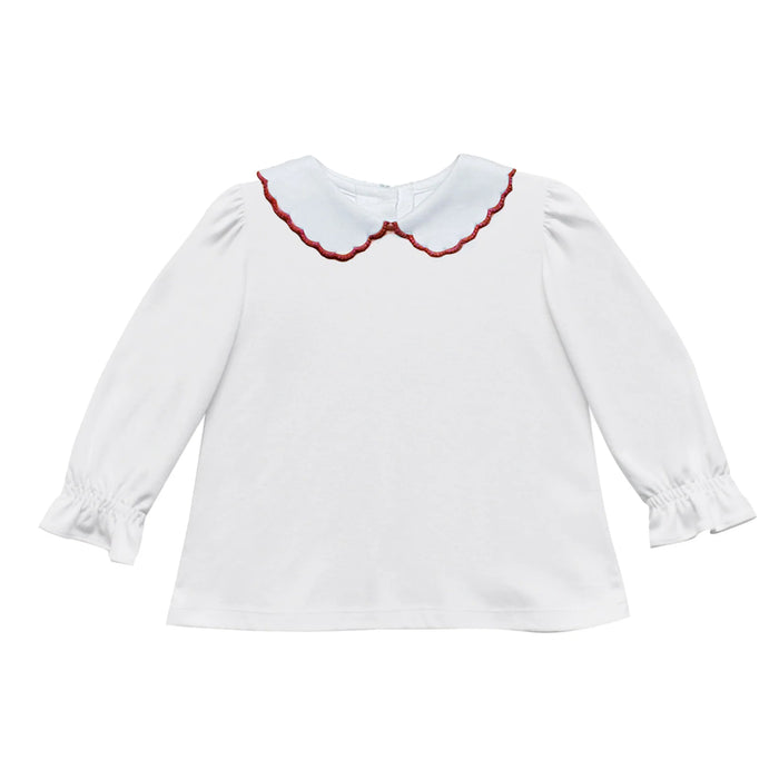 ZUCCINI KIDS KENDALL COLLAR BLOUSE WHITE KNIT