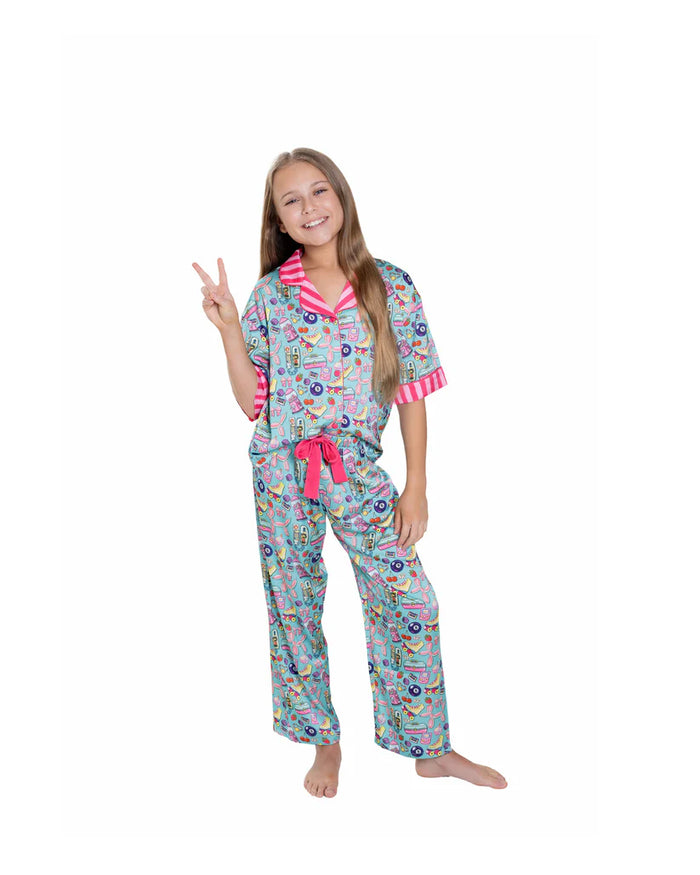 SUNSHINE SOCIETY KIDS SILKY 90S SHORT SLEEVE PANT SET