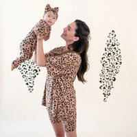 KYTE BABY ZIPPERED FOOTIE IN LATTE LEOPARD