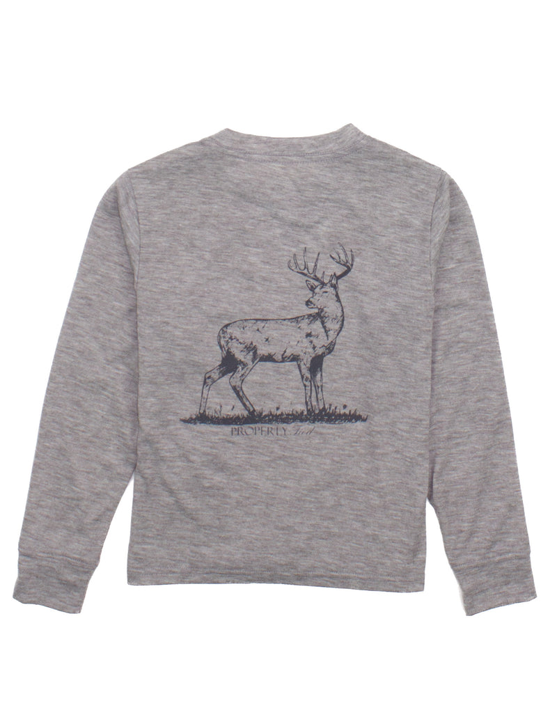 PROPERLY TIED BOYS PORTLAND POCKET TEE WHITETAIL LIGHT HEATHER GREY