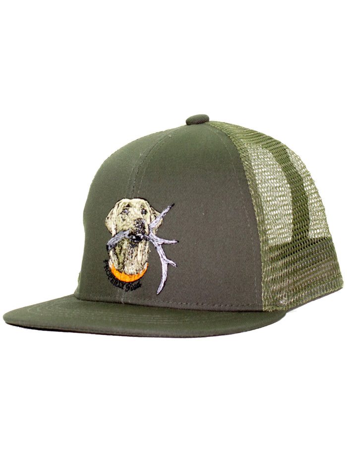 PROPERLY TIED BOYS TRUCKER HAT ANTLER LAB