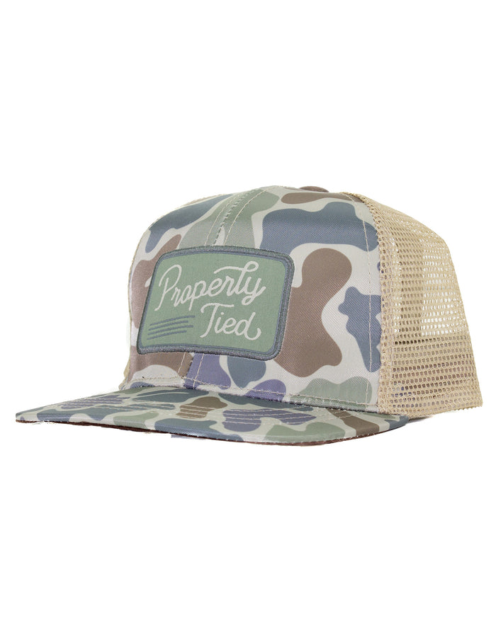 PROPERLY TIED BOYS SPORTSMAN TRUCKER HAT VINTAGE CAMO