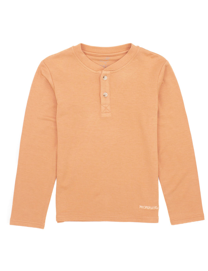 PROPERLY TIED BOYS SHORELINE HENLEY LS SANDSTONE