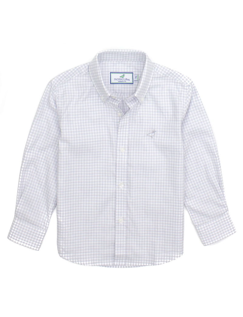 PROPERLY TIED BOYS PARK AVE DRESS SHIRT SMOKE CHECK