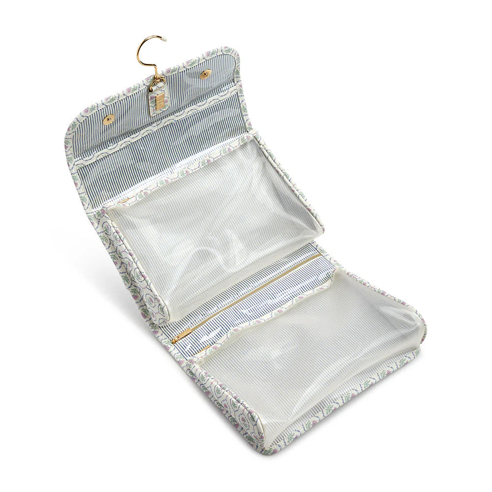 TRVL BUNDLE UP HANGING TOILETRY ANTIBES WITH NAVY PINSTRTIPE LINER