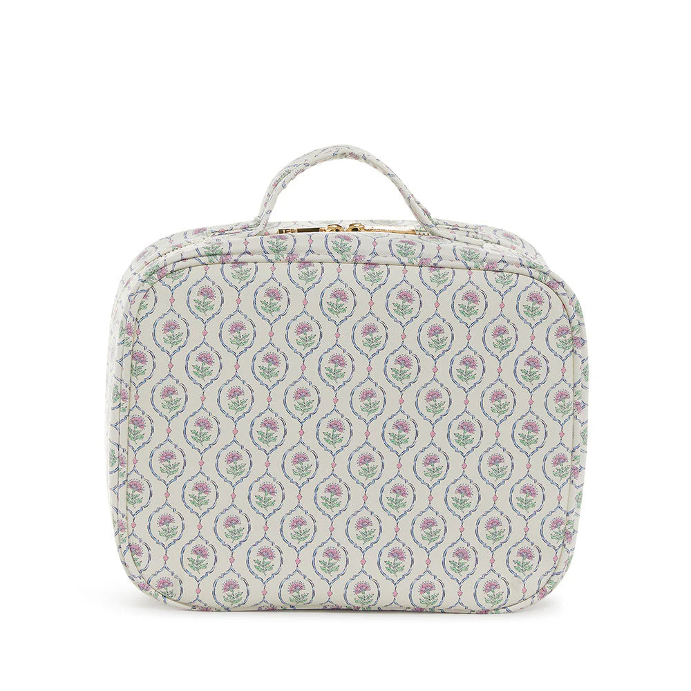 TRVL LUXE TRVL2 COSMETIC TOILETRY CASE ANTIBES WITH NAVY PINSTRTIPE LINER