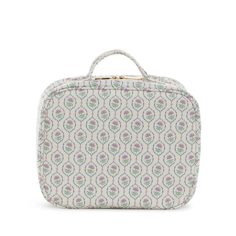 TRVL LUXE TRVL2 COSMETIC TOILETRY CASE ANTIBES WITH NAVY PINSTRTIPE LINER