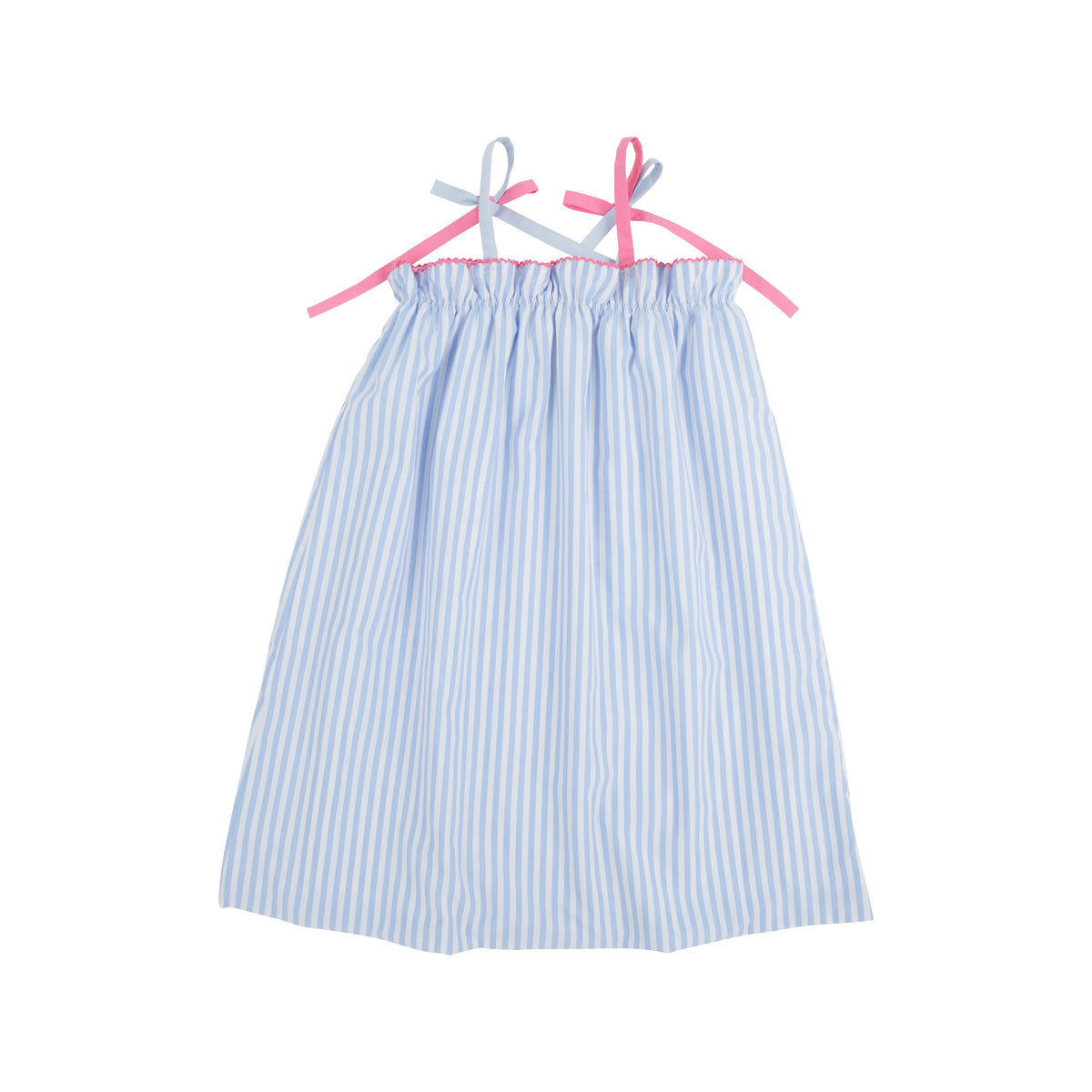 TBBC LAINEY'S LITTLE DRESS BEALE STREET BLUE STRIPE WITH HAMPTONS HOT PINK