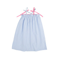 TBBC LAINEY'S LITTLE DRESS BEALE STREET BLUE STRIPE WITH HAMPTONS HOT PINK