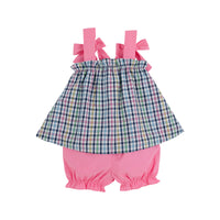 TBBC LAINEY'S LITTLE SET PIER POINTE PLAID WITH HAMPTONS HOT PINK