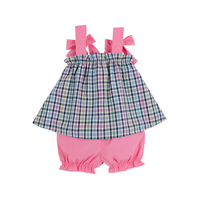 TBBC LAINEY'S LITTLE SET PIER POINTE PLAID WITH HAMPTONS HOT PINK