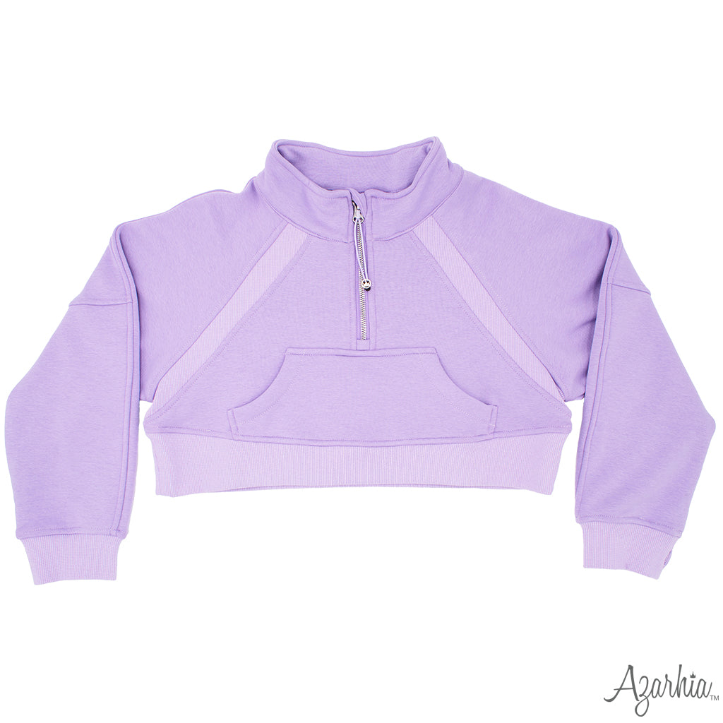 AZARHIA CROPPED 1/4 ZIP SWEATSHIRT LAVENDER