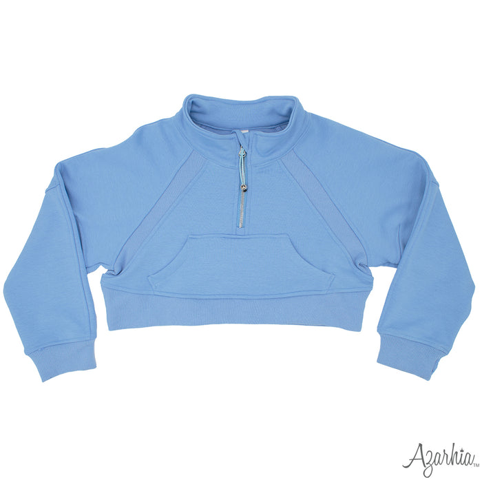 AZARHIA CROPPED 1/4 ZIP SWEATSHIRT LIGHT BLUE