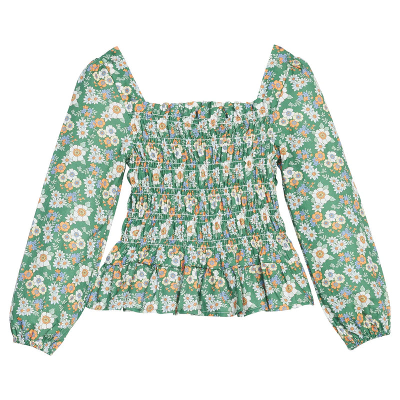 BISBY LONG SLEEVE INDIA TOP GREENWICH GARDEN GREEN