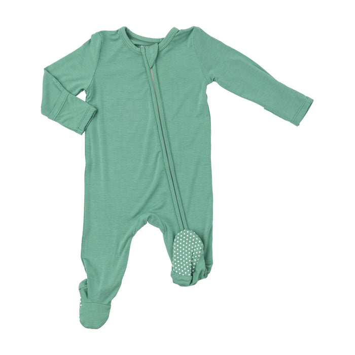 ANGEL DEAR 2 WAY ZIPPER FOOTIE MALACHITE GREEN SOLID