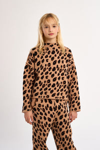 Molly Bracken Girls Knitted Sweater Leopard