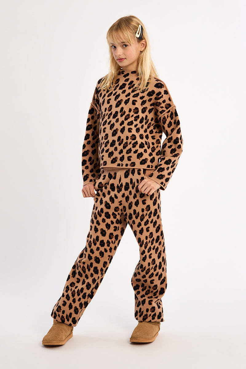 Molly Bracken Girls Knitted Sweater Leopard