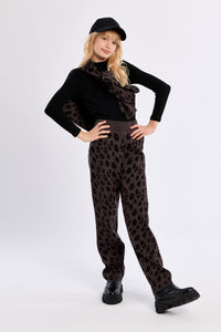 Molly Bracken Girls Knitted Pant Dark Grey Leopard