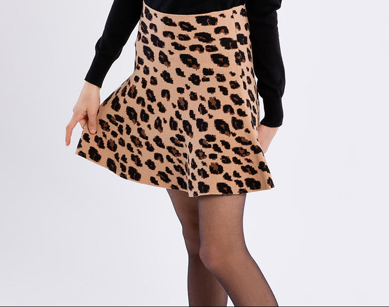 Molly Bracken Girls Knitted Skirt Leopard