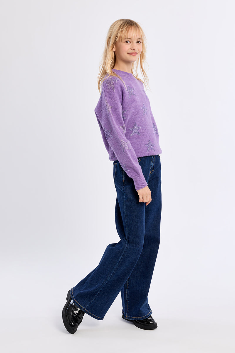 Girls Knitted Sweater Purple