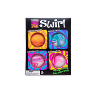 Box of Teenie Weenie Swirl doh with colorful designs on a white background