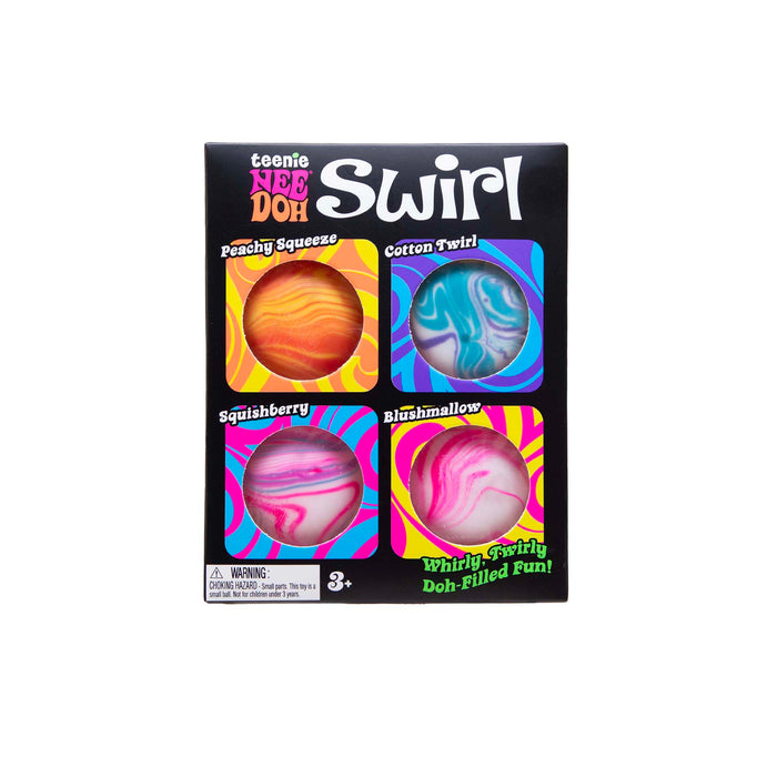 Box of Teenie Weenie Swirl doh with colorful designs on a white background