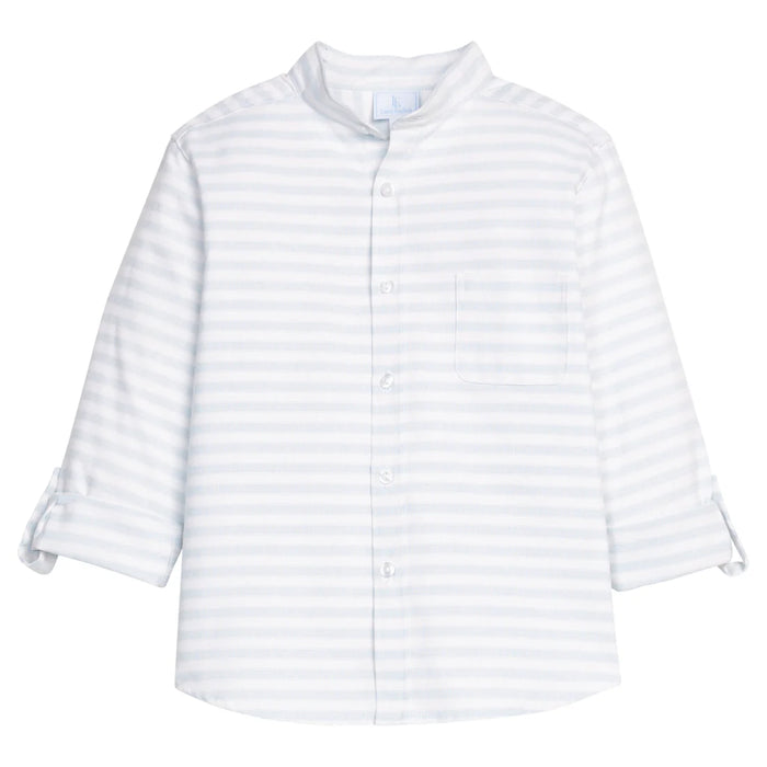 MANDARIN COLLAR ROLL SLEEVE SHIRT SAVANNAH STRIPE