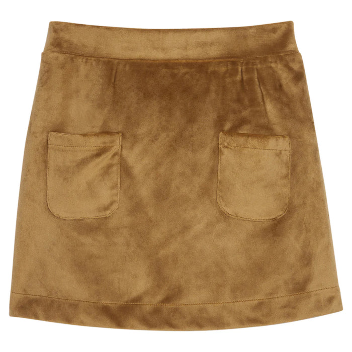 BISBY MINI SKORT BROWN FAUX SUEDE