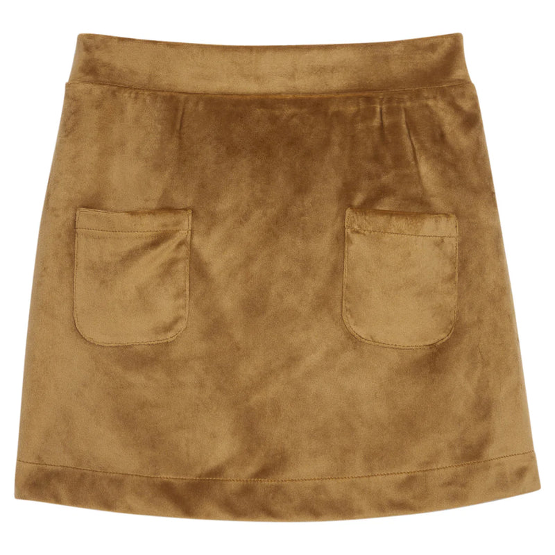 BISBY MINI SKORT BROWN FAUX SUEDE