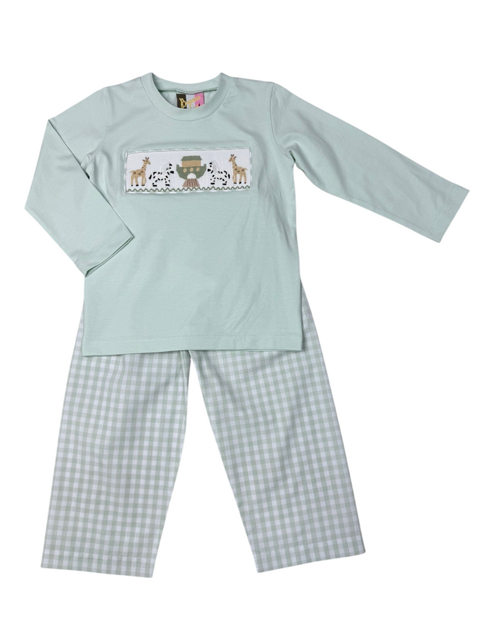 BANANA SPLIT NOAH'S ARK SMOCKED BOYS PANTS SET