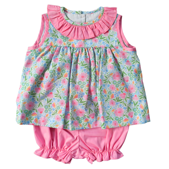 MINT MAGNOLIA OLIVIA BLOOMER SET FAIRVIEW FLORAL WITH PIPER GLEN PINK