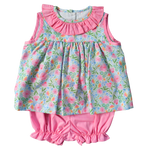 MINT MAGNOLIA OLIVIA BLOOMER SET FAIRVIEW FLORAL WITH PIPER GLEN PINK
