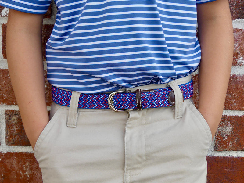 ROOSTA THE LIL PLYMOUTH KIDS HERRINGBONE WOVEN STRETCH BELT