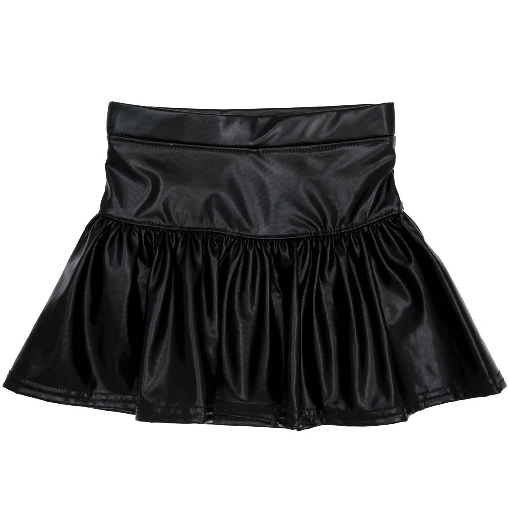 AZARHIA TENNIS SLICK METALLIC GATHERED SKORT IN BLACK