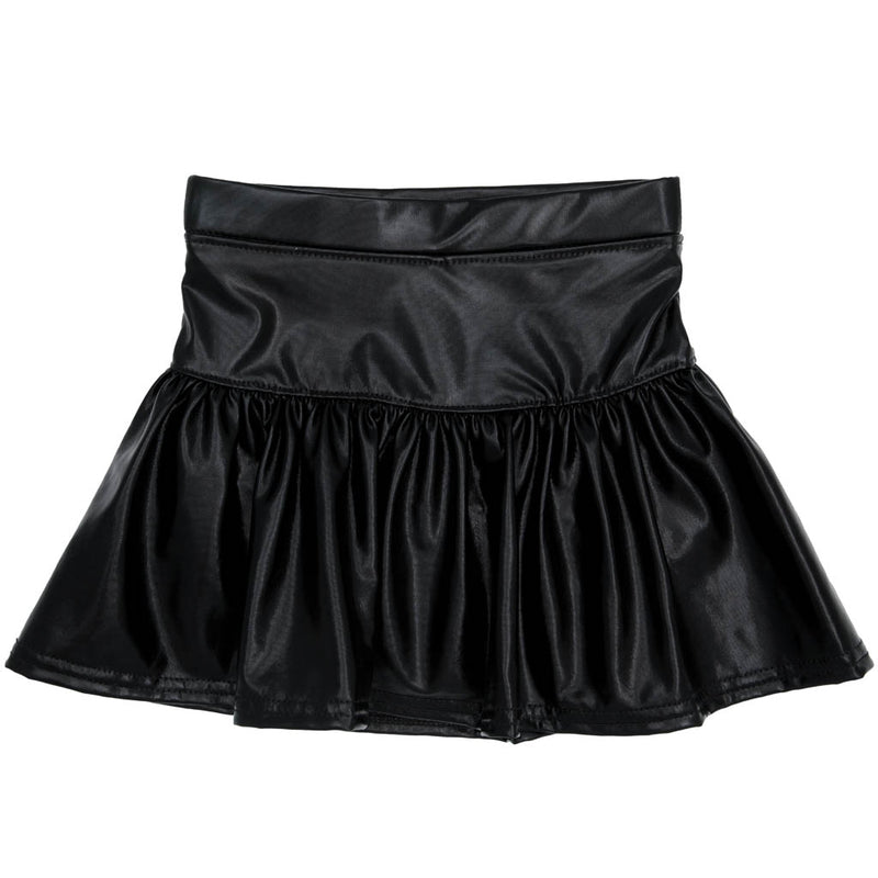 AZARHIA TENNIS SLICK METALLIC GATHERED SKORT IN BLACK