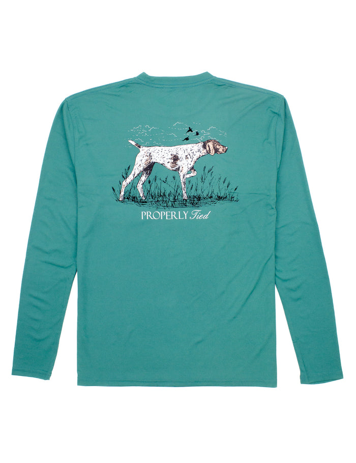 PROPERLY TIED LD PERFORMANCE TEE LS POINTER TEAL