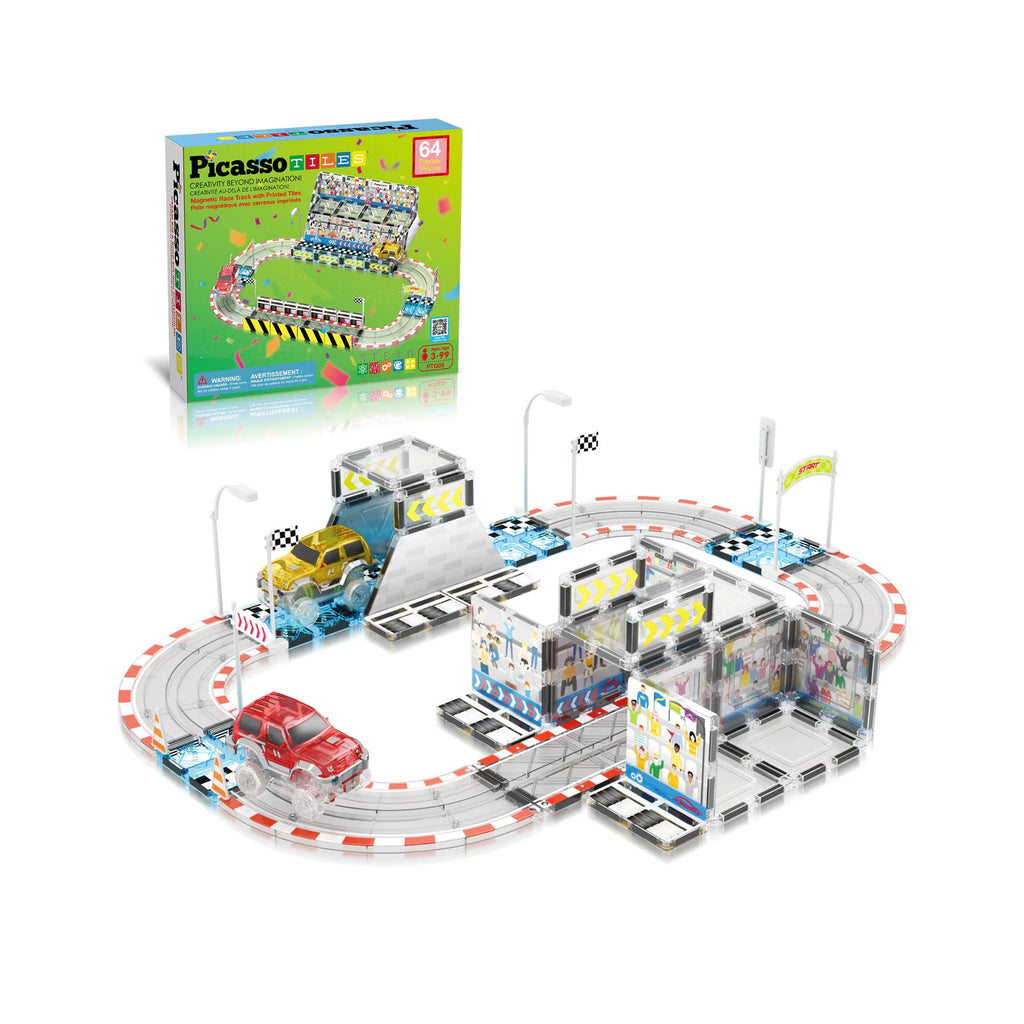 PICASSO TILES RACE CAR STADIUM SET WITH 2 CARS