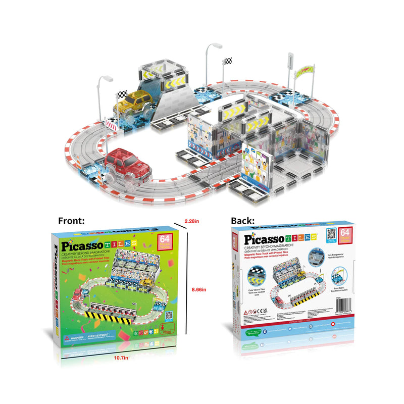 PICASSO TILES RACE CAR STADIUM SET WITH 2 CARS