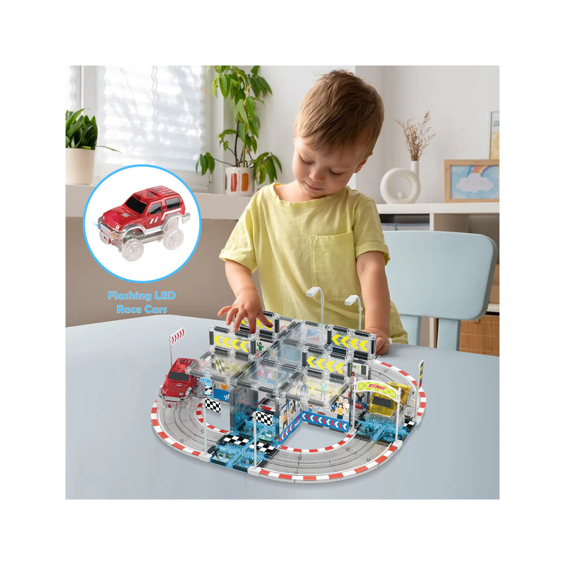 PICASSO TILES RACE CAR STADIUM SET WITH 2 CARS