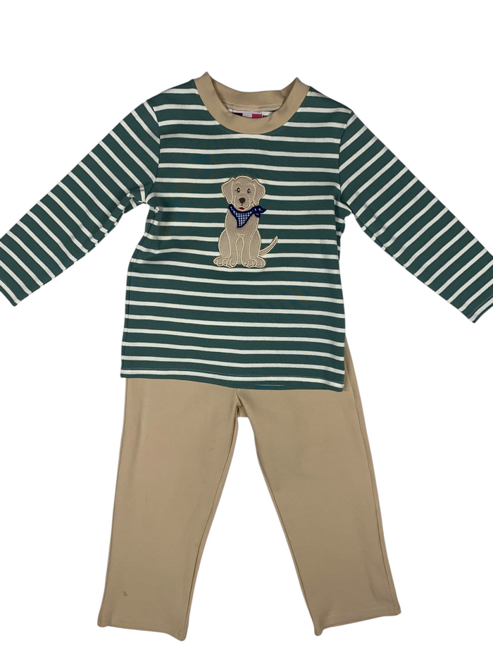 BANANA SPLIT PUPPY APPLIQUE BOYS PANT SET