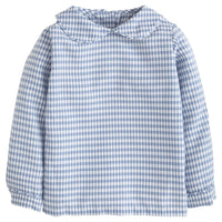 Peter Pan Shirt Gray Blue Gingham