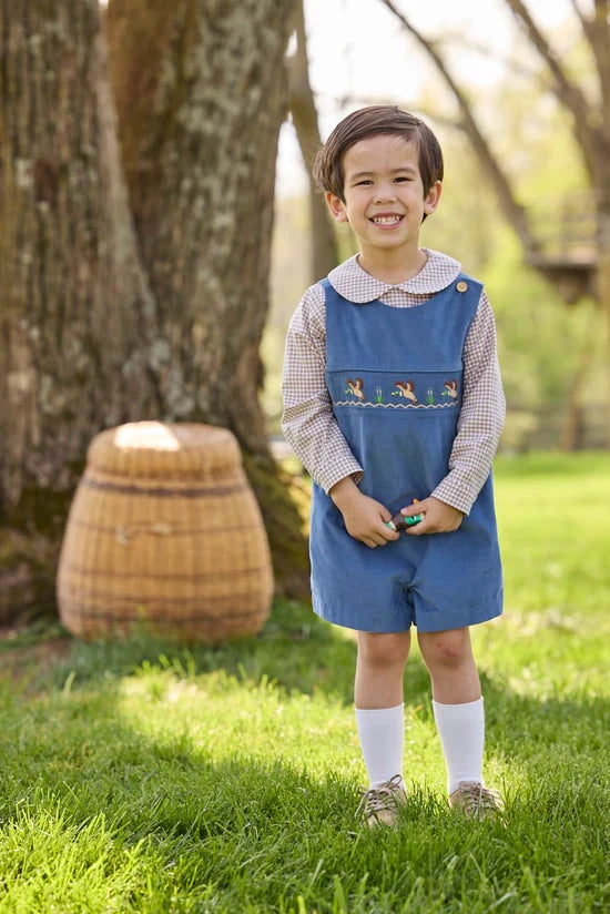 Little English Peter Pan Shirt Khaki Gingham