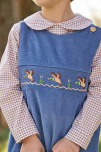 Little English Peter Pan Shirt Khaki Gingham