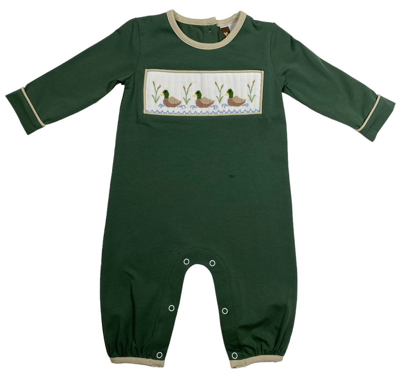 BANANA SPLIT MALLARD DUCK SMOCKED ROMPER